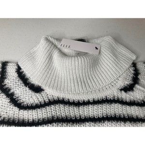 ELLE Cowl Pullover XXL Sweater.Black&White Stripes.30in Long Chest 29in.MRSP$50.